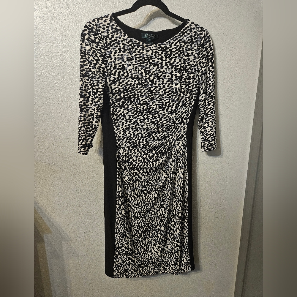 Black, white and light grey dress